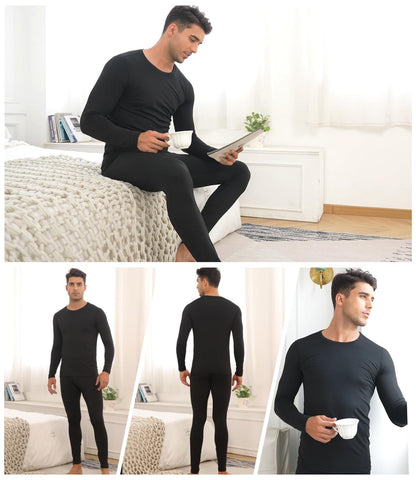 TEEPIRE Mens Thermal Underwear Set with Lightweight Ultra Soft Fleece Lined,Long John Set, Skiing Base Layer