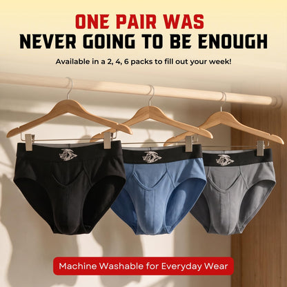 Real Men Viscose Derived From Bamboo Briefs D Pouch Med 4pk Blk/Blu/Gry