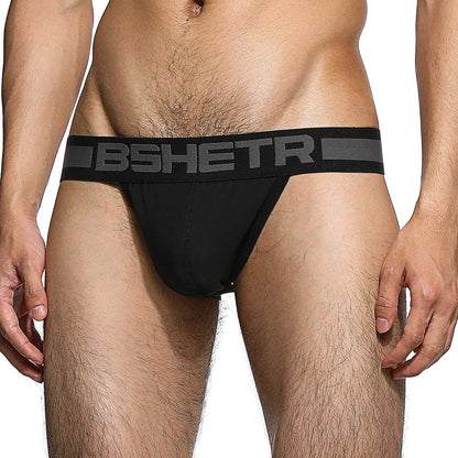 BSHETR Men's Jockstraps Athletic Supporters 4-Pack Cotton Work Out Underwear (Black(4-Pack), Medium 28"-30",71cm-76cm)