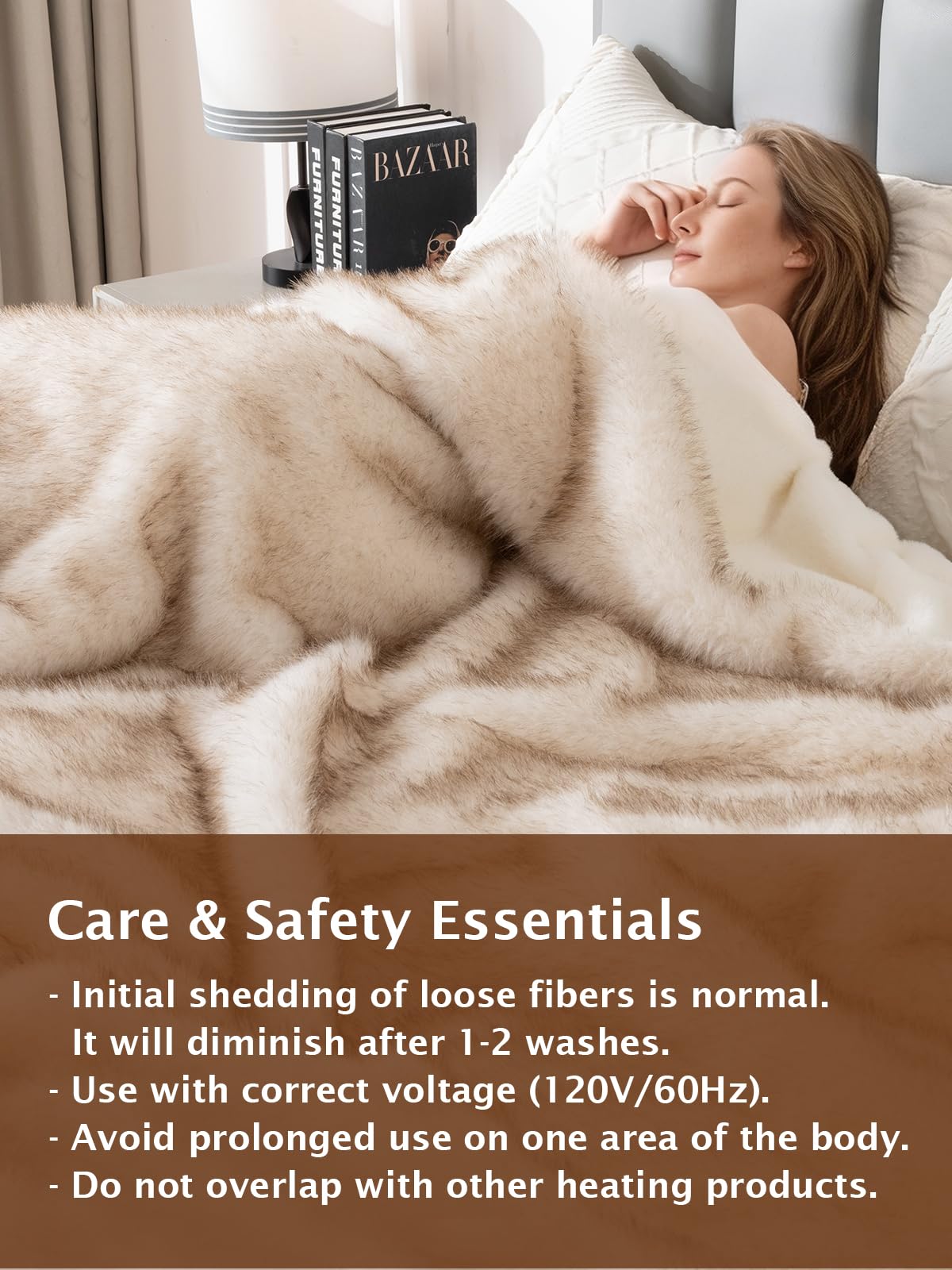 Bearhug Heated Blanket Queen Size, 84"x90" Dual Control Luxury Faux Fur Electric Blanket with 10 Heat Levels & 9H Auto Off, 450GSM Ultra Plush Shaggy Bed Warmer for Couples, ETL Certified, Gift Box