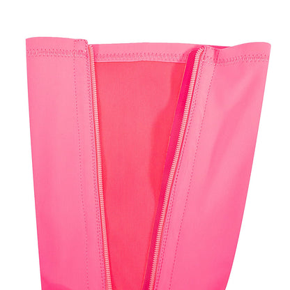 chunky heel Black White Red yellow knee high boots Platform Stretch boots Round toe Side zipper Sexy Super high heel hot pink shoes for women unisex-Magenta satin