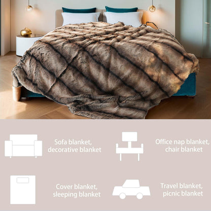 INCHGRASS Faux Mink Fur Blanket Luxury Fur Throw Blanket Sofa Fluffy Blanket Super Warm Elegant Cozy Fuzzy Throw Blankets for Couch,Armchair and Bed Washable Plush Blankets 74"x60" Brown Throw Blanket