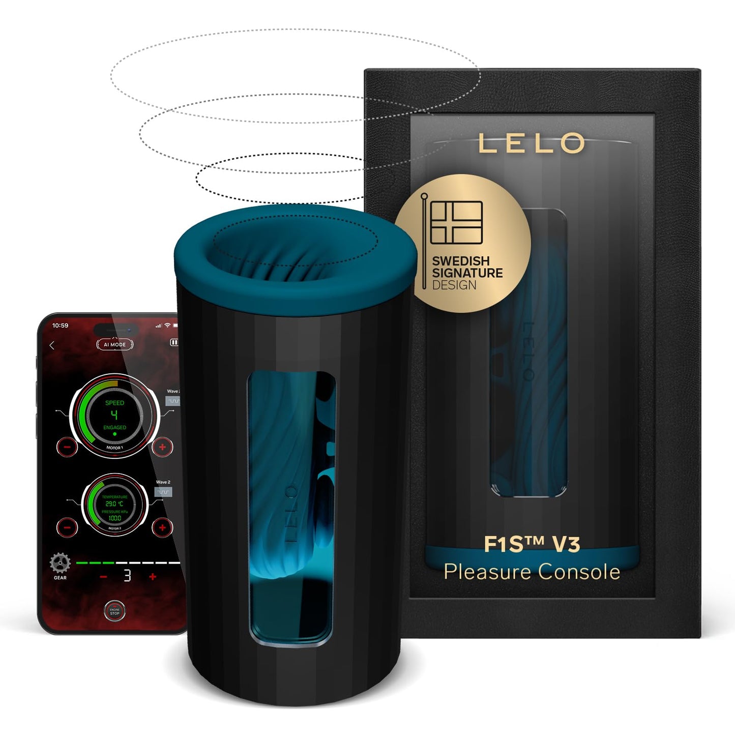 LELO F1S V3 Pleasure Console With App, Adult Sex Toys for Men, Automatic Male Sex Toy with 8 Settings And an AI, Male Masturbator, Penis Vibrator, Red