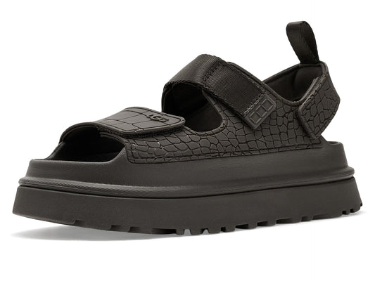 UGG Women's Goldenglow Embossed Sandal, Dense Smoke, 10