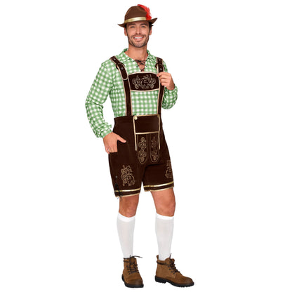 Spooktacular Creations Men Lederhosen Oktoberfest Outfit Costume, 5 Pack German Bavarian Costume Set with Hat Shirt Socks for Halloween Beer Festival - Oktoberfest - Octoberfest