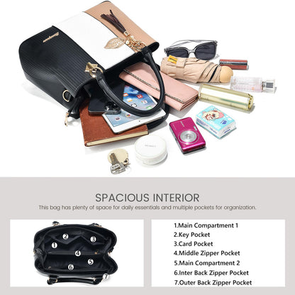 SiMYEER Purses and Handbags for Women Leather Tote Shoulder Bag Medium Satchel Purse Top Handle Bags for Ladies