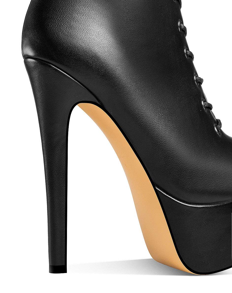 ANN CREEK - Women's 'Niwen' Knee High Sexy Fashion Ultra High Stiletto Heels Platform Lace Up Boots Black 10