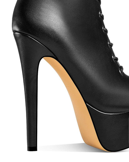 ANN CREEK - Women's 'Niwen' Knee High Sexy Fashion Ultra High Stiletto Heels Platform Lace Up Boots Black 10