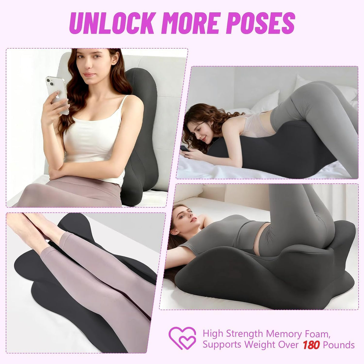Extra-Large 27° Degree Memory Foam Ergonomic Prone Couples Pillow for Intimacy