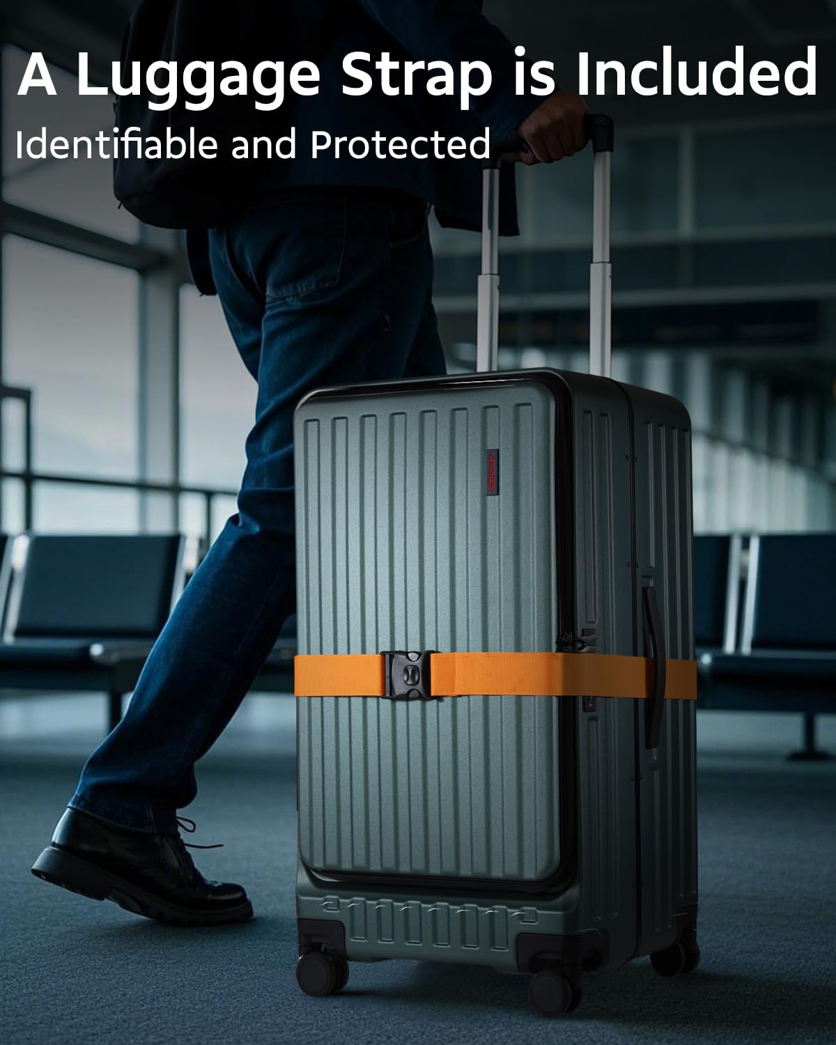 CENSIEN Luggage Sets 2 Pieces, 20 Inch Carry On Luggage and 29 Inch Checked Luggage with Spinner Wheels, Lightweight ABS+PC Hardshell Trunk Suitcases with Aluminum Frame, Top Opening (Green, 20/29)