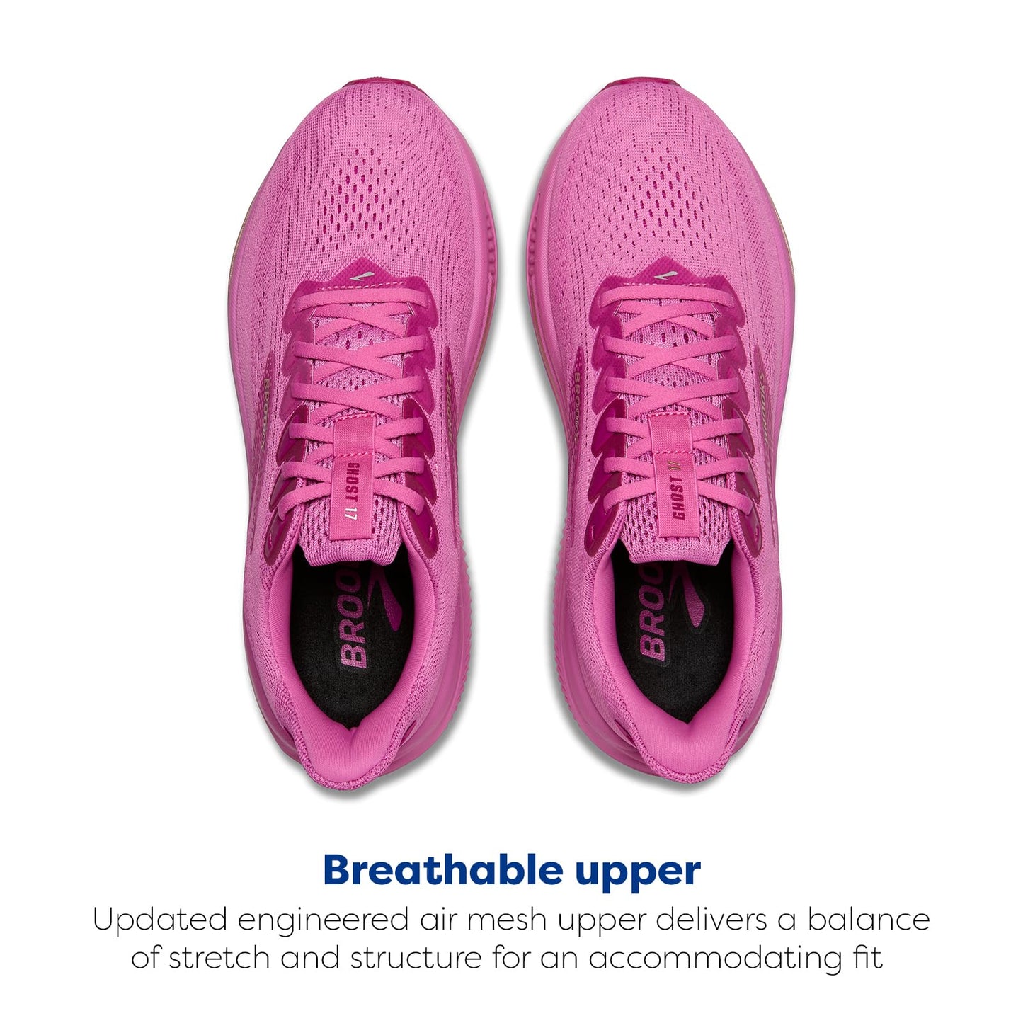 Brooks Women’s Ghost 17 Neutral Running Shoe - Pink/Fuchsia/Gold - 11.5 Medium