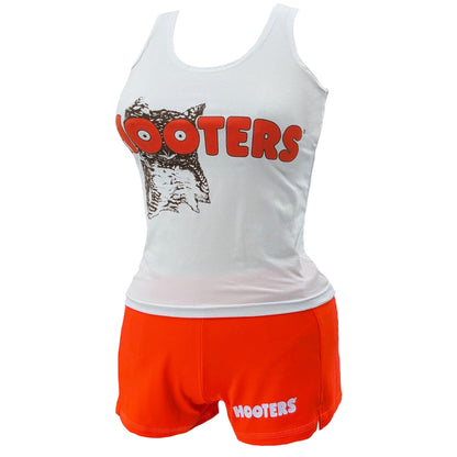 Ripple Junction Hooter's Girl Classic Waitress Role Play Costume Uniform Outfit w/Tank Top Shorts Adult Women's Small Orange White