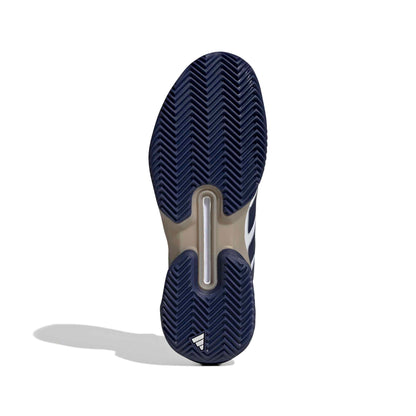 adidas Men's Adizero Ubersonic 5 Clay Tennis, White/Dark Blue/Silver Metallic, 11
