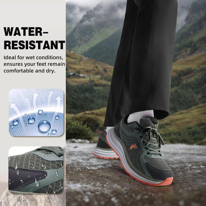 Men's Orthopedic Waterproof Trail Sneakers: Plantar Fasciitis Hammer Toes High Arch Supportive Neuropathy Heel Spur Walking Shoes, Outdoor Stylish Workout Exercise Running Shoes Army Green Size 10