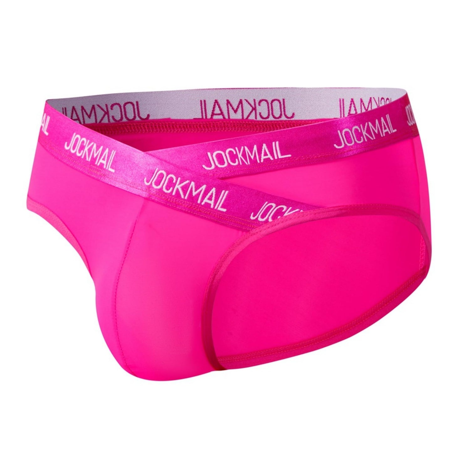 JOCKMAIL Men's Low Rise Sexy Briefs Breathable Ice Silk Underwear Athletic Letter Print Lightweight Triangle Cut (US, Alpha, Medium, Regular, Regular, Rose)