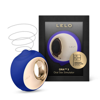 LELO ORA 3 Oral Pleasure Massager, Tongue Licking Toy for Woman Sensual Small Vibrator Personal Stimulator for Oral Sex, Midnight Blue, 1 Count (Pack of 1)