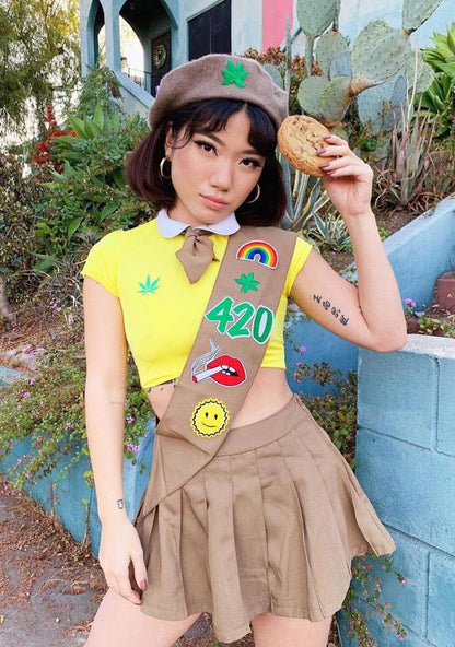 Dolls Kill Mary Jane Pot Brownie Costume - Stoner Scout Outfit by Trickz N' Treatz - X-Small