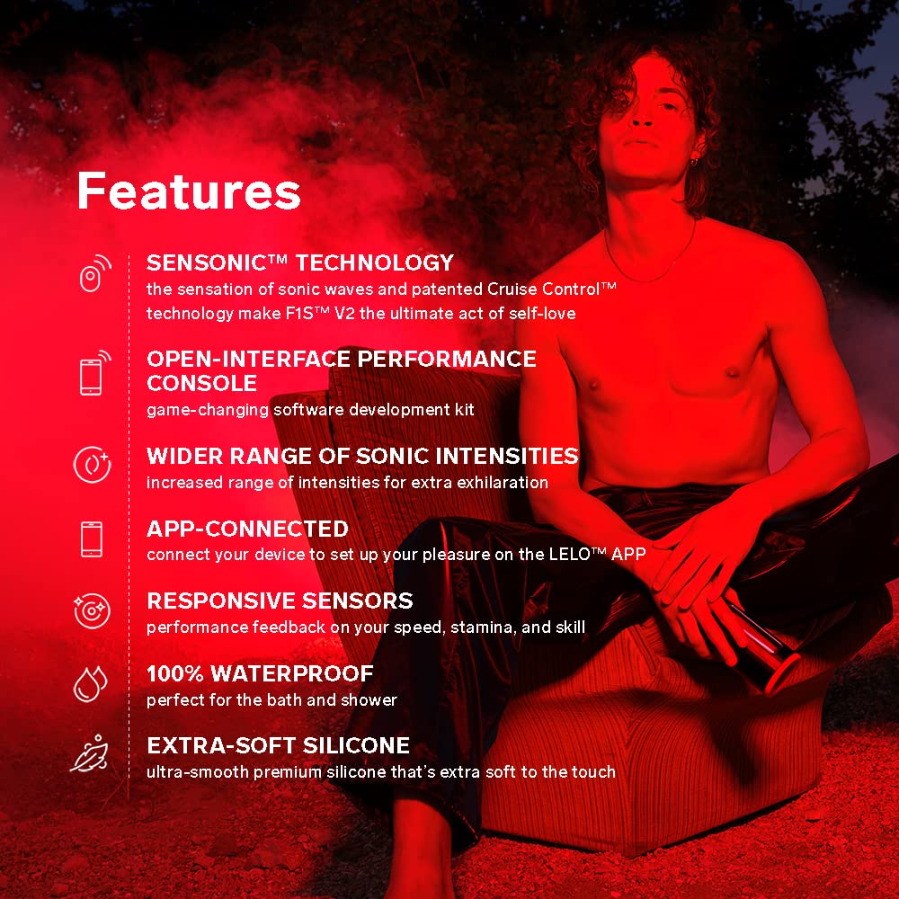LELO F1S V2 Waterproof Male Masturbator, Male Stroker, Masturbator Sleeve, Sillicone Pocket Pussy, Sex Toy for Man, Sexual Pleasure Tool, Toy with 4 Vibrations, Red