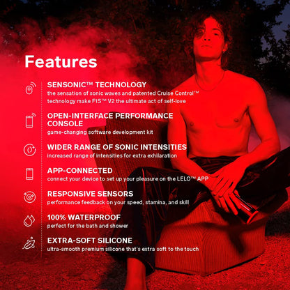 LELO F1S V2 Waterproof Male Masturbator, Male Stroker, Masturbator Sleeve, Sillicone Pocket Pussy, Sex Toy for Man, Sexual Pleasure Tool, Toy with 4 Vibrations, Red