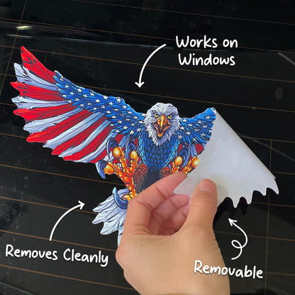 Removable 11.5 inch American Bald Eagle Flag Decal Sticker for Trucks, Cars, Anywhere Vinyl Bumper Patriotic Waterproof for Trailer
