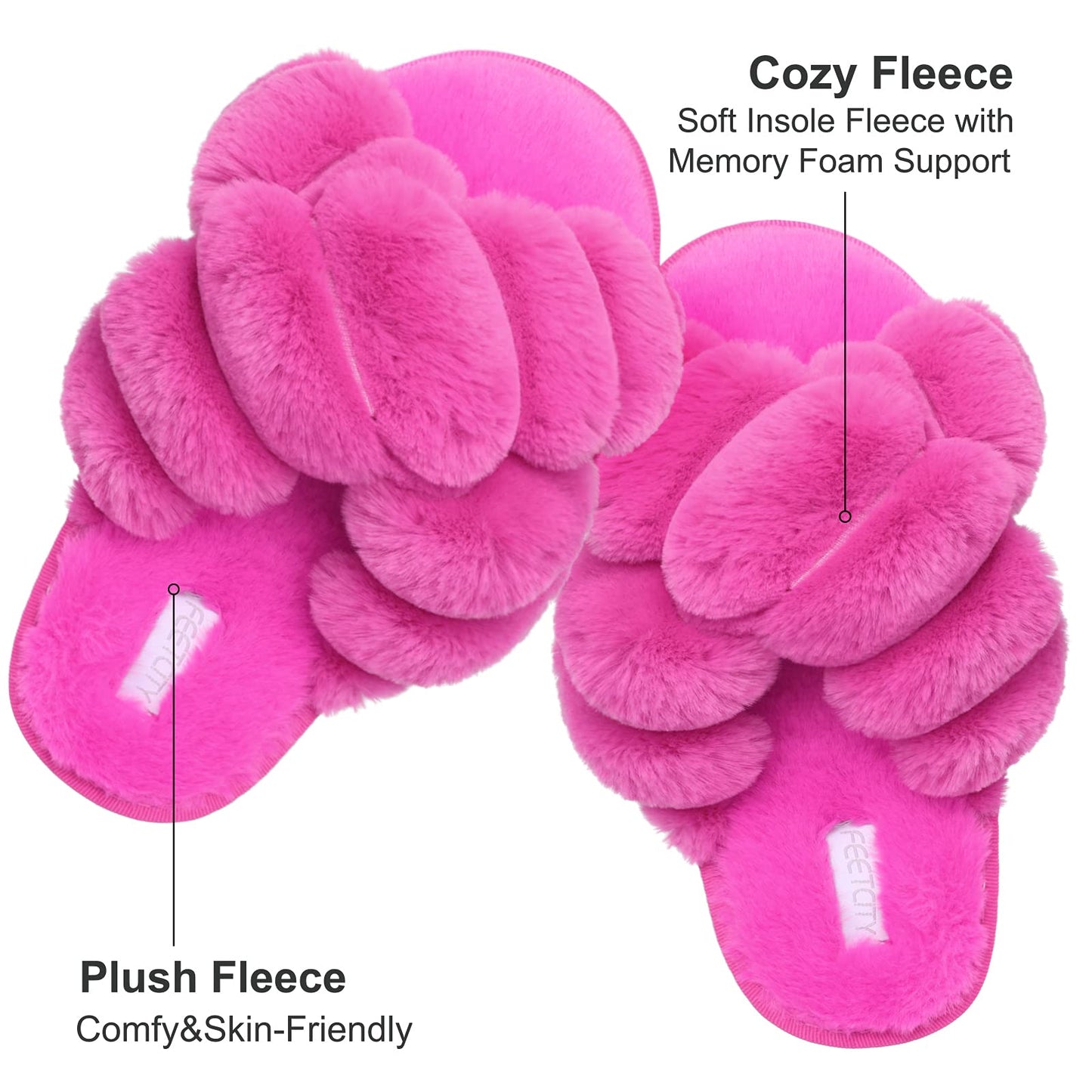 Sissy Open Toe Fluffy House Slippers -  Slides Slippers Pink