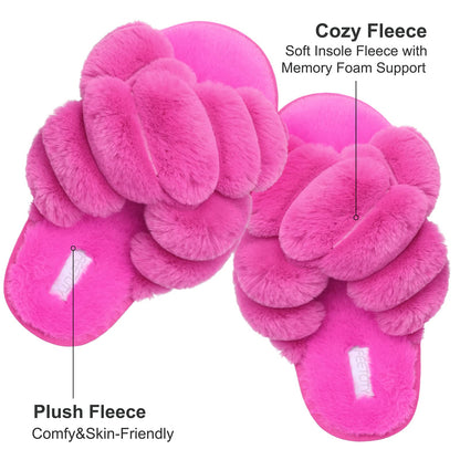 Sissy Open Toe Fluffy House Slippers -  Slides Slippers Pink