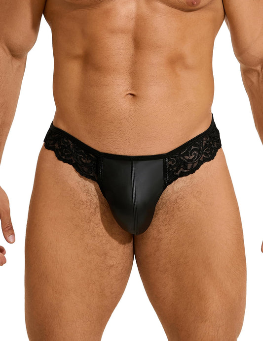 Men's Thong Underwear Lace Sexy G-String Thong 3D Pouch Trunks