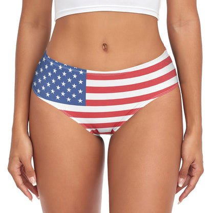 Soft Underwear Women Briefs American Flag Stars Stripes Breathable Ladies Hipster Panties S