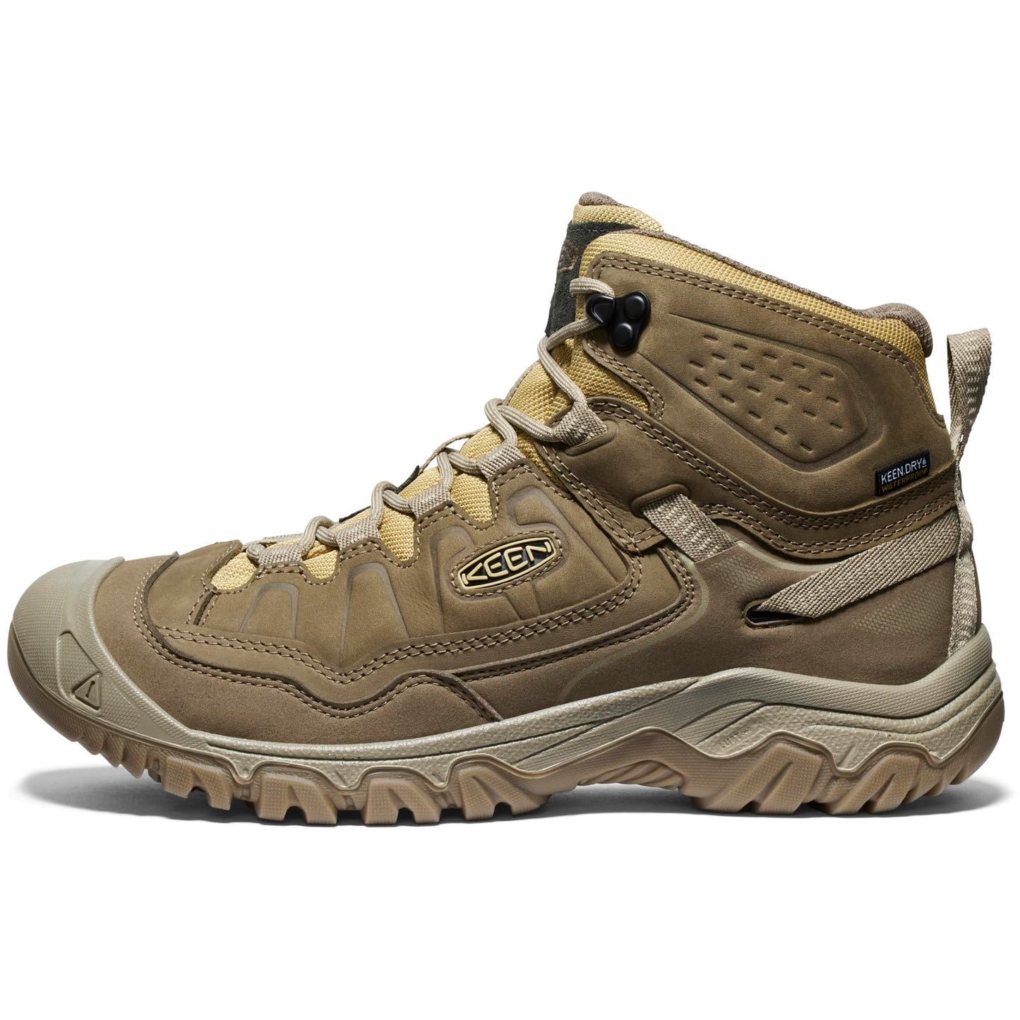 KEEN Men's Targhee 4 Mid Height Durable Comfortable Waterproof Hiking Boots, Canteen/Khaki, 8