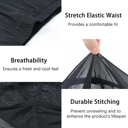 Mens Sexy Thong Low Rise See Through Underwear Mesh G-String Bikini Bulge Enhancing Ball Pouch Balck Orange 3XL