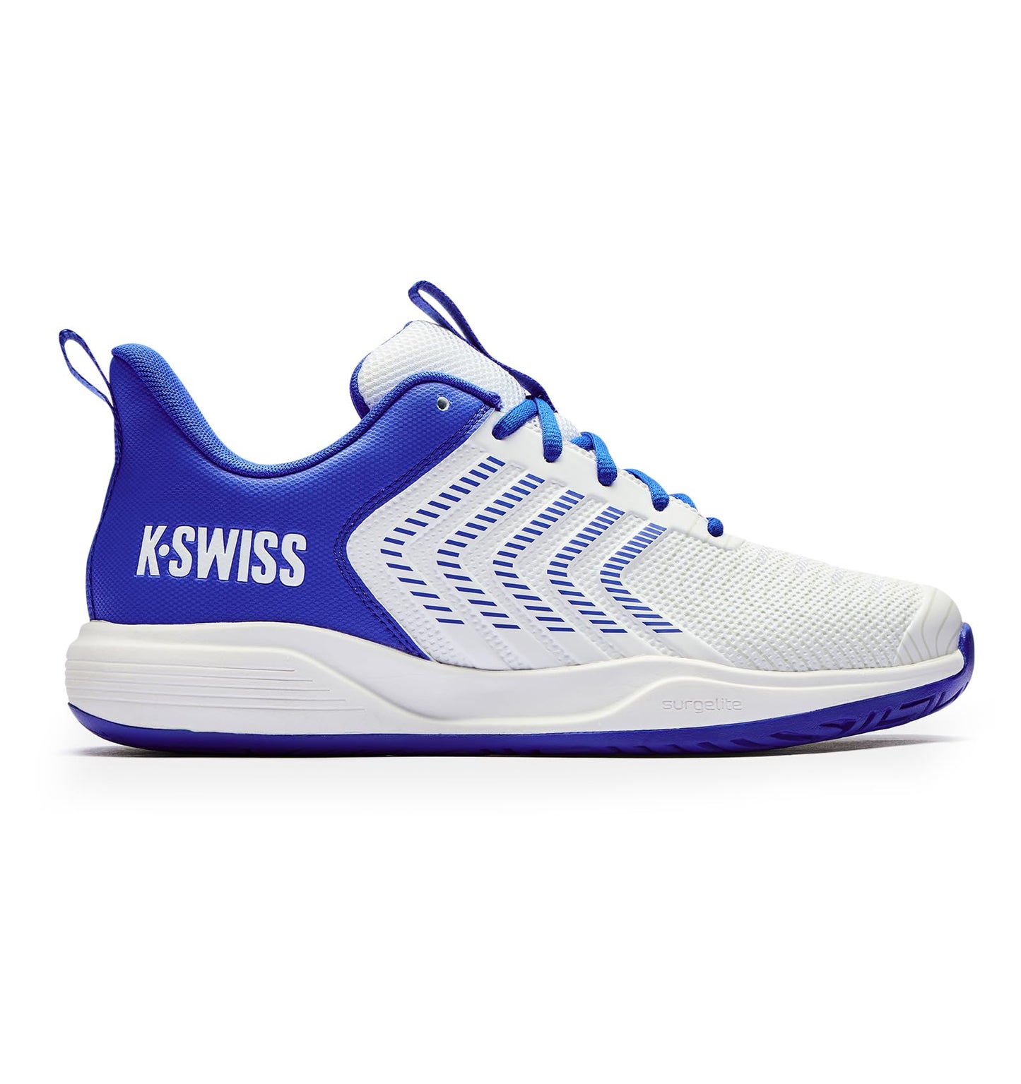 K-Swiss Men's Ultrashot Light Pickleball Tennis Shoe - Lightweight Court Shoes Lateral Movement Stable Support, White/Blue/Multi 10.5 M