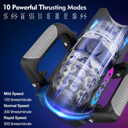 Sex Toy for Men Male Masturbator - Sex Toys Pocket Pussy with 12cm Thrusting Distance，Male Sex Toys Penis Pump Male Stroker Hands Free Masturbators with Phone Stand & Foldable Handle, Blowjob Machine