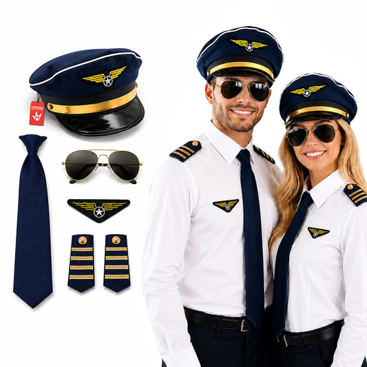 Pilot Hat, Pilot Uniform with Epaulettes, Pilots Costume Accessories Men, Pilots Aviator Costume, Captain Man Costumes