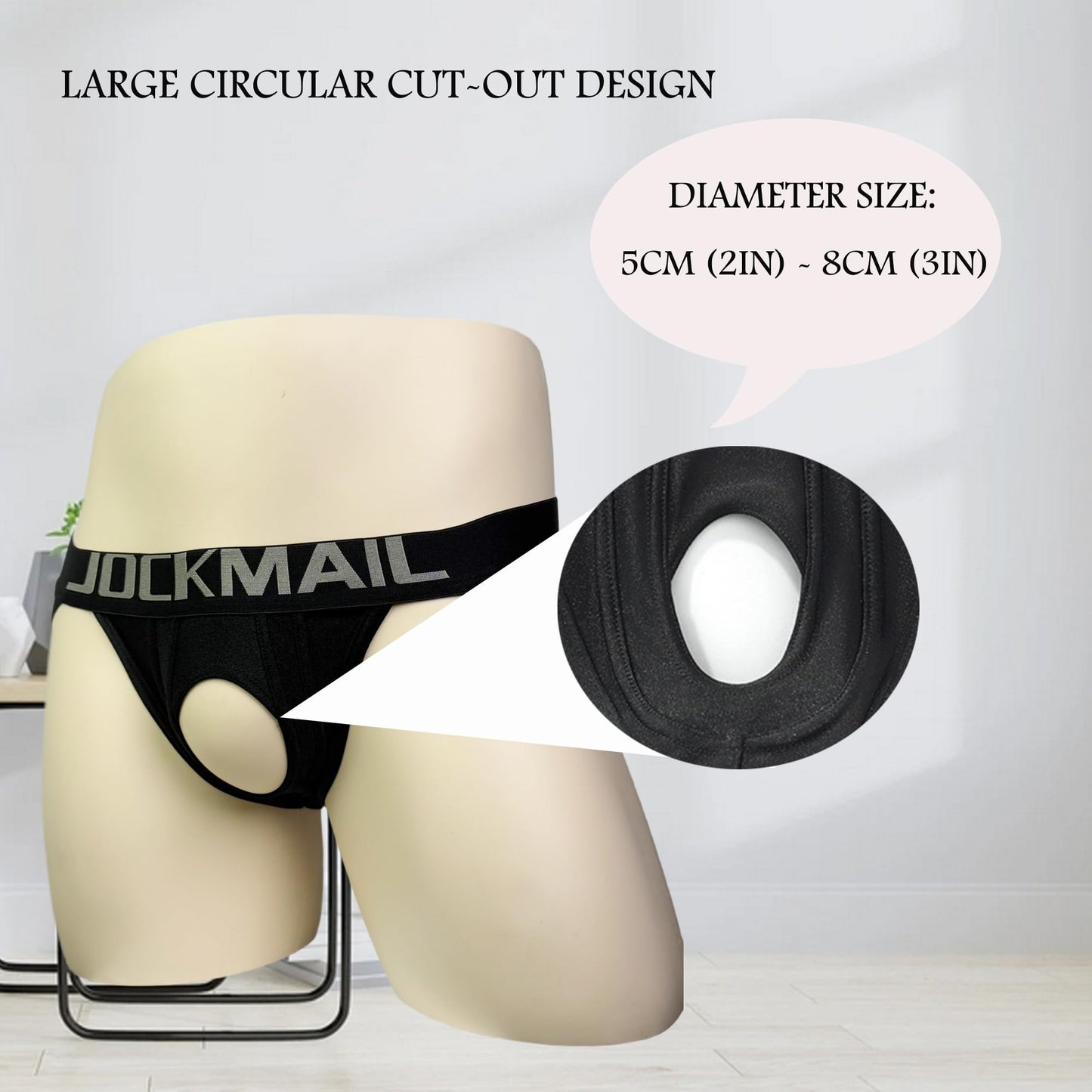 JOCKMAIL 3 Pack Cutout Jock straps for Men Comfort Men's Jockstrap Low Rise Athletic Supporter for Parties & Nightlife (US, Alpha, XX-Large, Regular, Regular, BLACK+WHITE+PINK)