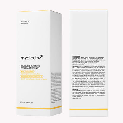 medicube Kojic Acid Turmeric Smoothing Toner for Face & Body | Lightweight Toner for Balancing Uneven Skin Tone & Texture | Niacinamide, Glycolic Acid for Clear Glass Skin | 8.45 fl.oz