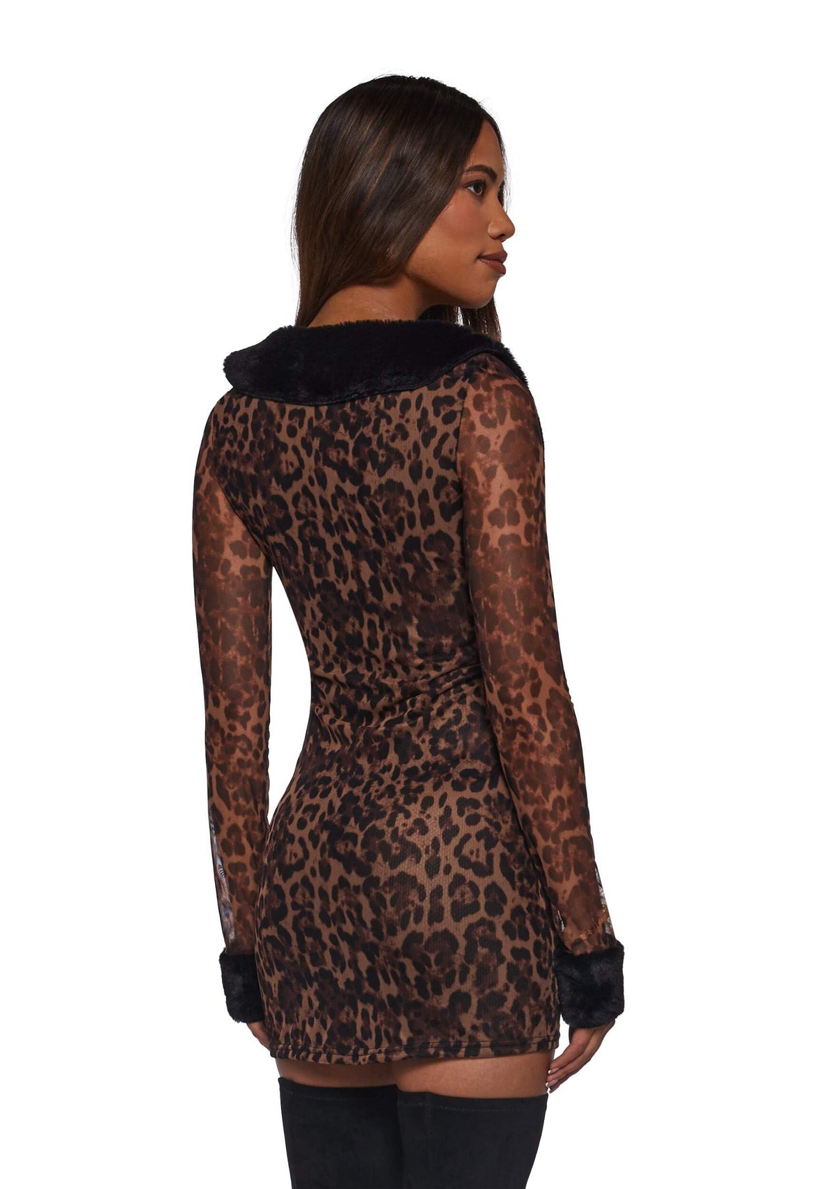 Dolls Kill Nine Lives Midi Dress by Generation Kiss, Leopard, X-Small