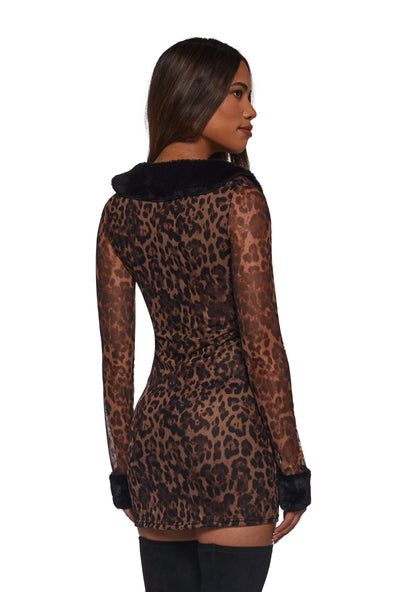 Dolls Kill Nine Lives Midi Dress by Generation Kiss, Leopard, X-Small