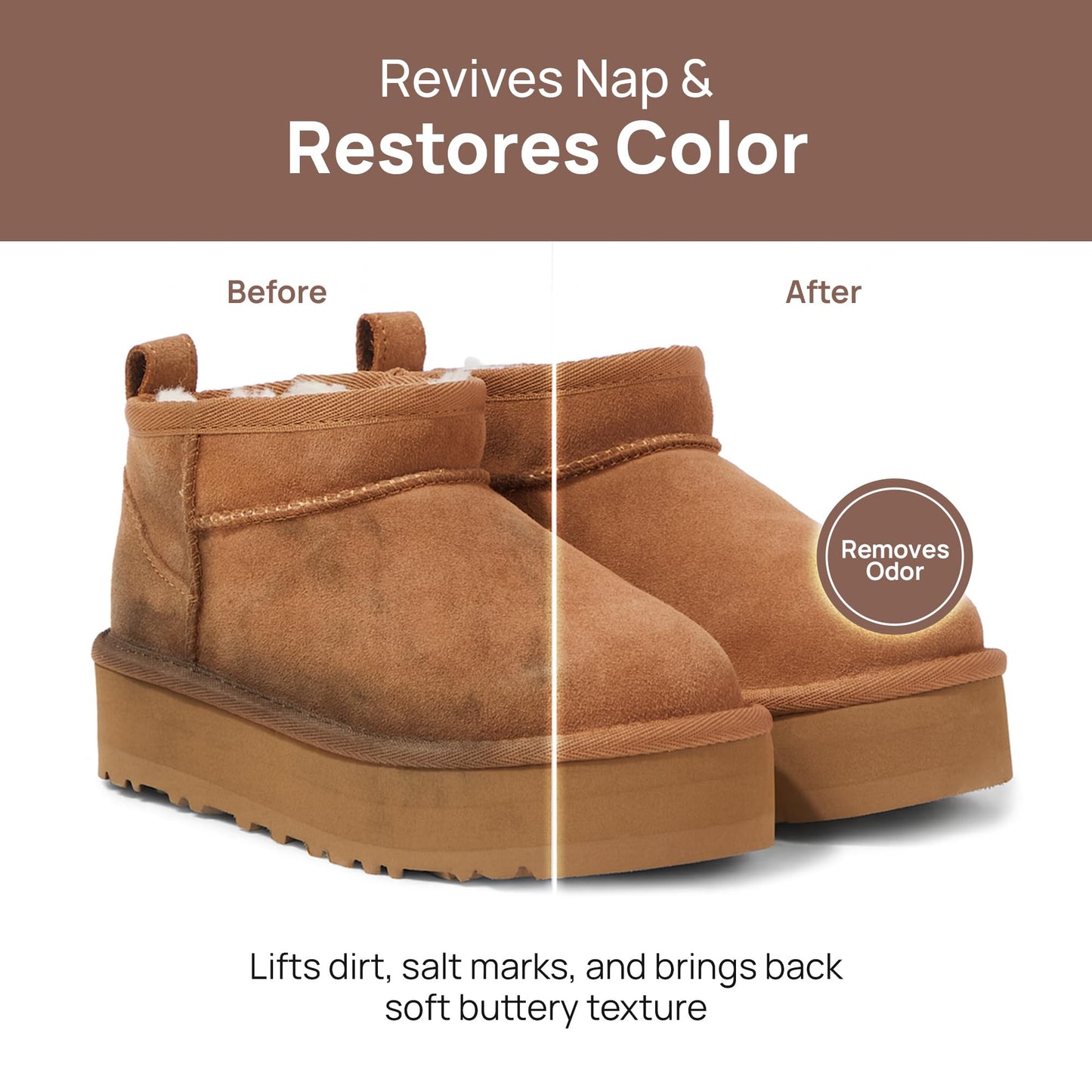 FORTIVO Suede Cleaning Kit Compatible for UGG Footwear - Sheepskin & Suede Gentle Cleaner and Conditioner, Protector Spray, Odor Remover, Suede Stain Nap Eraser, Dual Brush Set for UGG Shoes