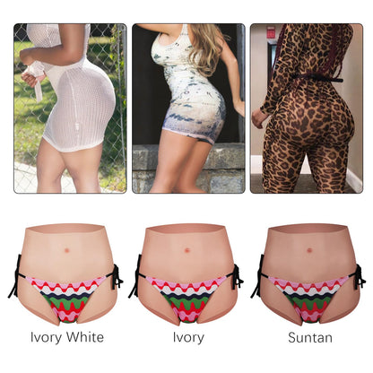 Silicone Hip Enhancer Pants for Crossdressers,Crossdressing Hiding Gaff Panty, Transgender Dragqueen Cosplay (Suntan, S Size Without Hair)