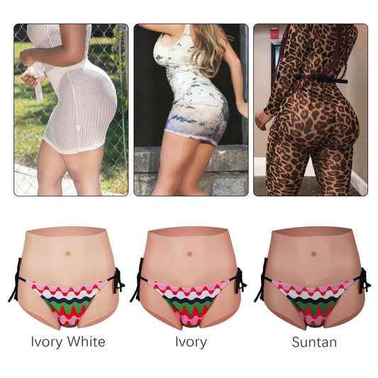 Silicone Hip Enhancer Pants for Crossdressers,Crossdressing Hiding Gaff Panty, Transgender Dragqueen Cosplay (Suntan, S Size Without Hair)
