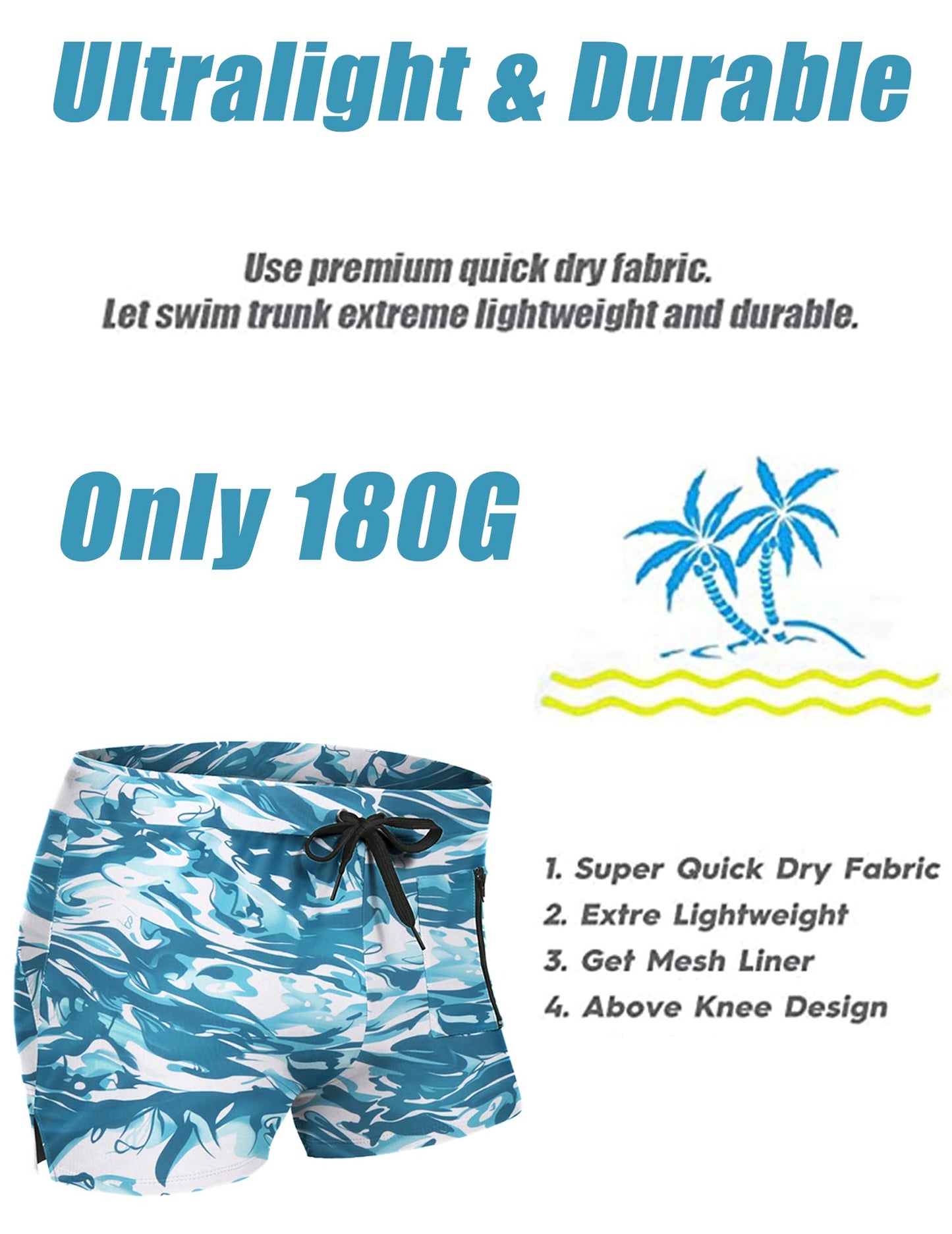 COOFANDY Mens Swim Trunks Swimwear Bathing Suit Swim Brief Square Leg Board Short