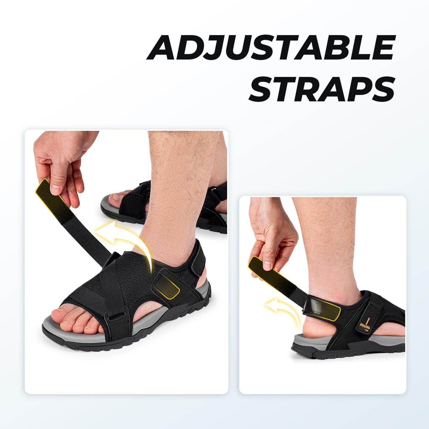 FitVille Diabetic Sandals for Men Wide Orthopedic Athletic Sandals with Arch Support Lightweight Breathable Outdoor Sandals for Beach Travel