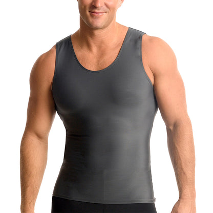 Insta Slim -Made in USA- Compression Tank-Top Shapewear for Men. Tummy Control Slimming Body-Shaper Undershirt for Back Support, Beer Belly, and Gynecomastia (Gunmetal-Large)