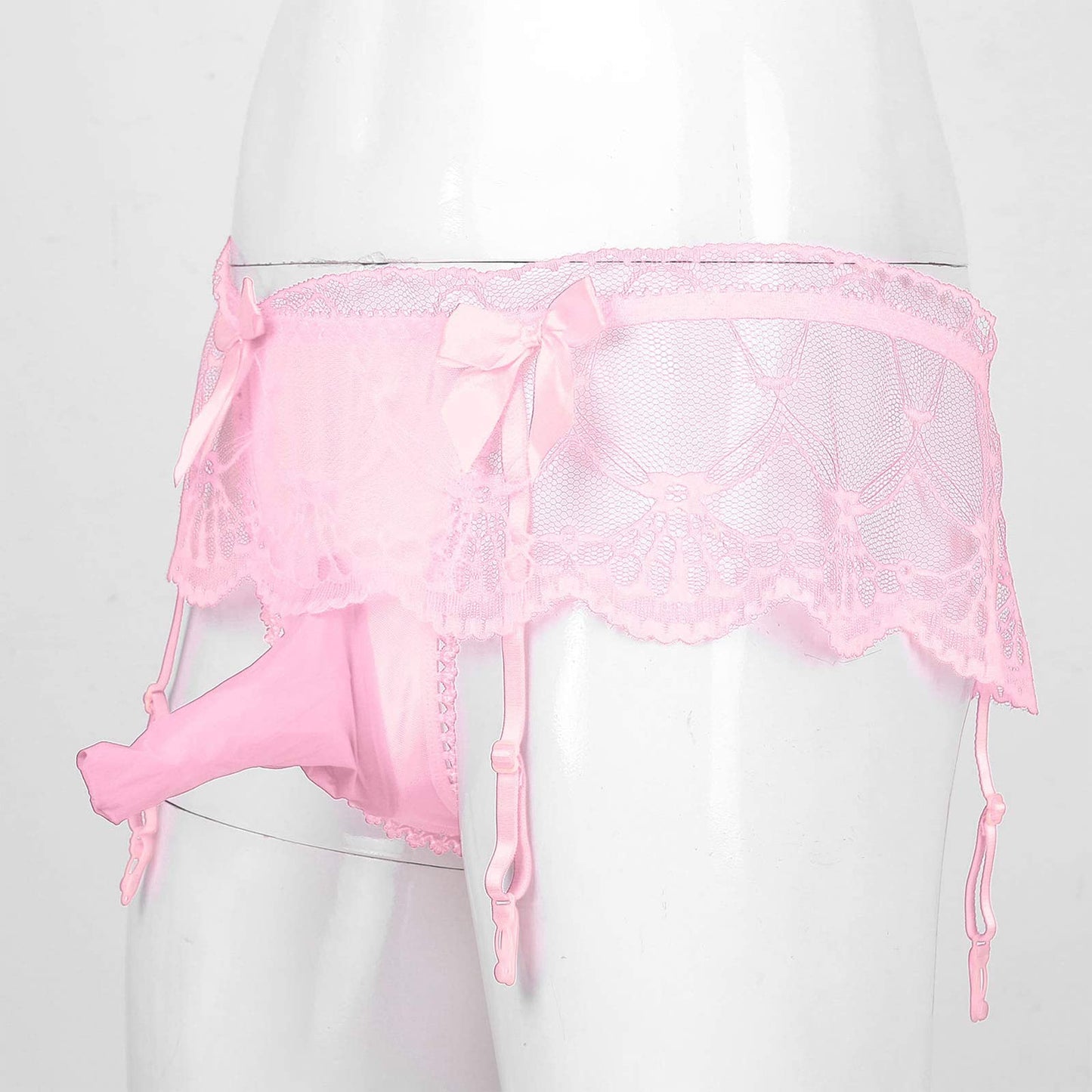 Men's Sissy Pouch Panties Lace Skirted Bikini Briefs Underwear Crossdressing Underpants (US, Alpha, One Size, Regular, Regular, Pink)