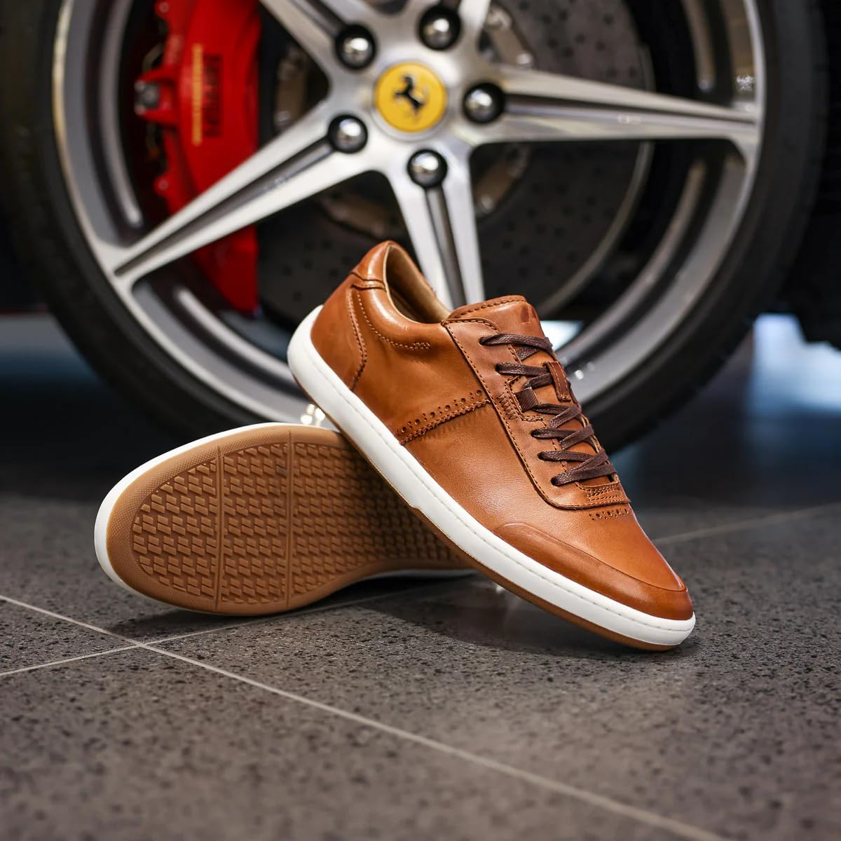 Piloti Driving Shoes for Men, Avenue Italian Leather Driving Performance Everyday Sneakers for Men,Cognac 10
