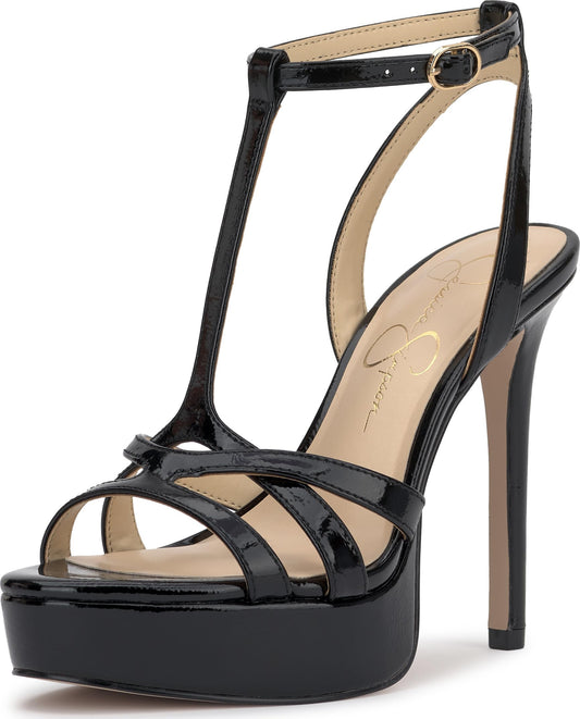Jessica Simpson Women's Sippete T-Strap Platform Sandals Black 7.5 Medium