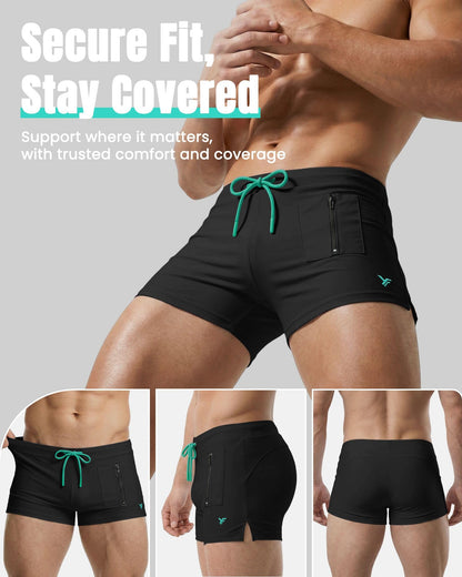 Men Swim Underwear Brief Trunks Sunga Bikini Boxer Fair no Cove Mesh Liner Compression Drawstring Zipper Pocket Inseam Harbor Swimsuit Swimtrunks Suit Beach Wear Pool Board Surf 4 3 Inch Square Cut