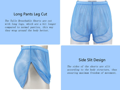 Mens See Through Boxers Ice Silk - Sheer Underwear- Sexy Mesh Transparent Shorts-  3 Pack