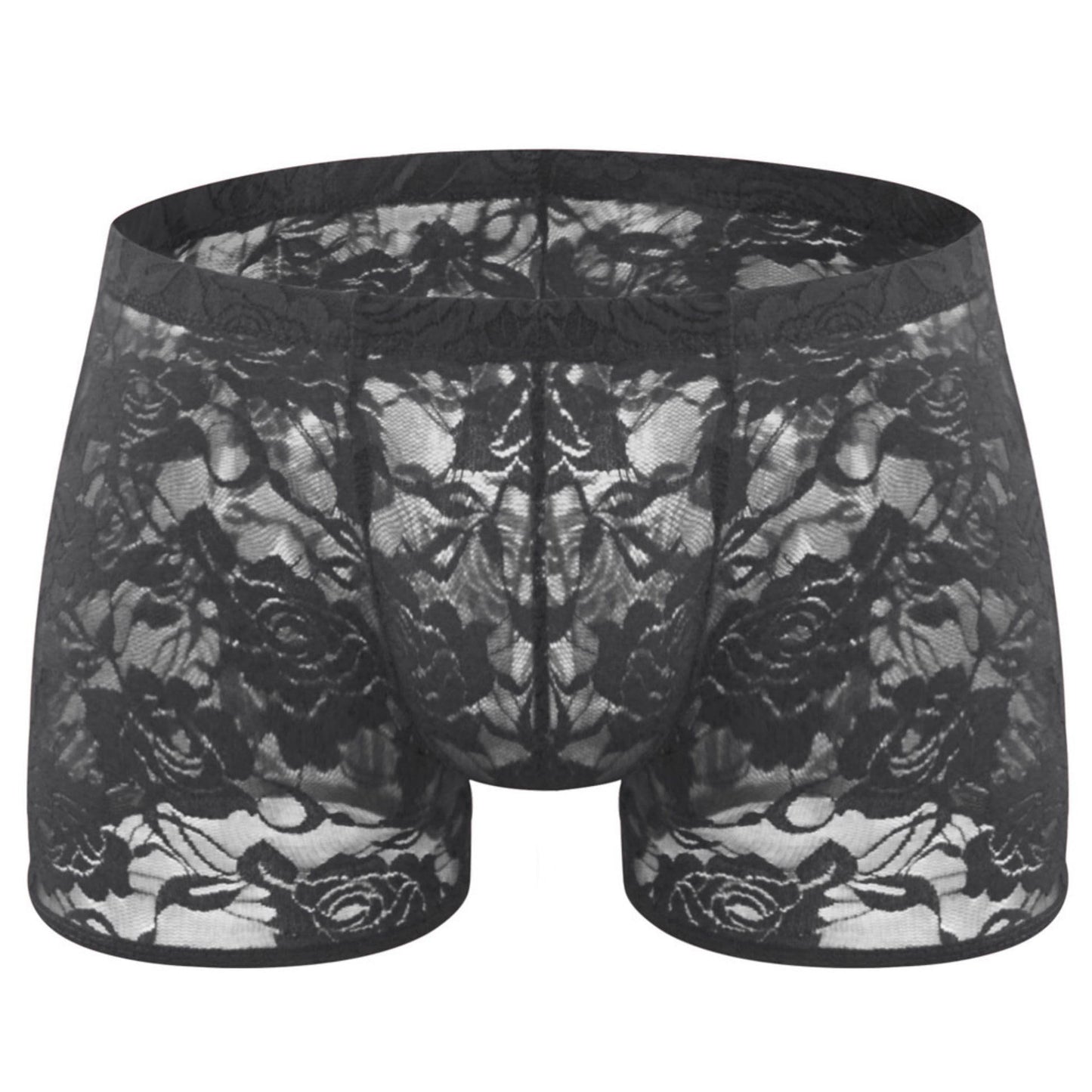 BreakEgg Men's Lace Boxers Underwear Seamless Lace Design with Low Waist Sexy and Comfortable Mens Under Panties (Black,One Size)
