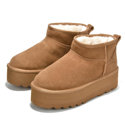 Project Cloud 100% Genuine Leather Platform Ankle Boots for Women